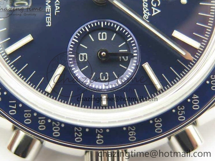 0519 SpeedMaster MoonWatch SS OMF 1:1 Best Edition Blue Dial On Leather Strap A9300 V FreshLook 8087